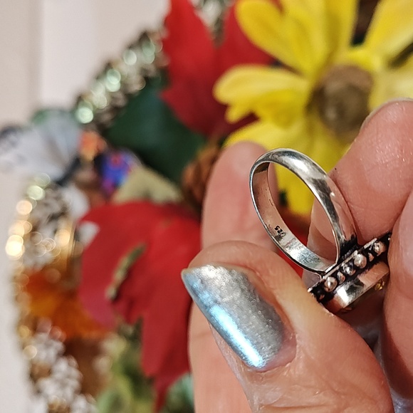 Citrine Gemstone Silver Ring - Size 7 - Picture 6 of 8